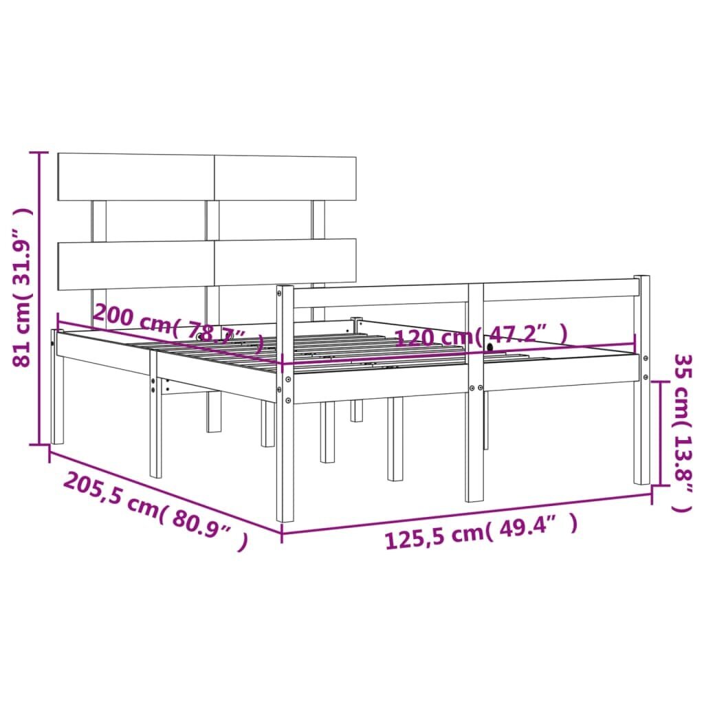 Lovos rėmas vidaXL, 120x200 cm, baltas kaina ir informacija | Lovos | pigu.lt