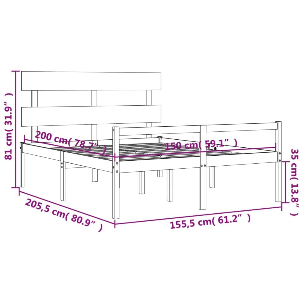 Lovos rėmas vidaXL, 150x200 cm, rudas kaina ir informacija | Lovos | pigu.lt