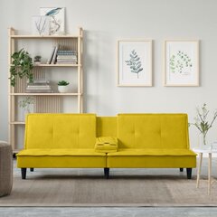 Sofa-lova su puodelių laikikliais vidaXL, geltona kaina ir informacija | Sofos | pigu.lt