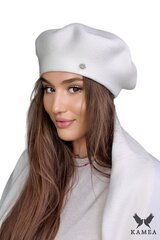 Kamea moteriška beretė Afrah, natūrali balta Universalus цена и информация | Женские шапки | pigu.lt