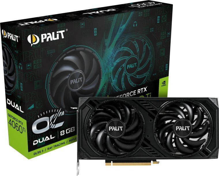 Palit GeForce RTX 4060 Ti Dual OC (NE6406TT19P1-1060D) цена и информация | Vaizdo plokštės (GPU) | pigu.lt