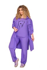 Элегантный женский костюм 3 в 1 рубашка, рулонная блуза и брюки/FASHION/96/фиолетовый/ цена и информация | Женские костюмы | pigu.lt
