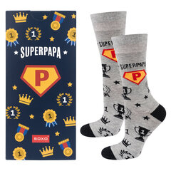 Värvilised SOXO meeste sokid kirjaga "SuperPapa" | Isadepäeva kingitus цена и информация | Мужские носки | pigu.lt