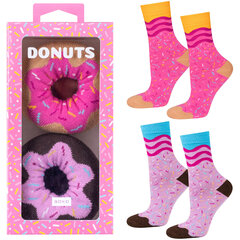 2x naiste Soxo Donut sokkide komplekt karbis | Ideaalne kingituseks | Naljakas ja õnnelik | roosa цена и информация | Женские носки | pigu.lt