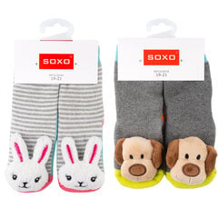 Komplektis 2x värvilised SOXO kõristiga beebisokid цена и информация | Колготки, носочки для новорожденных | pigu.lt