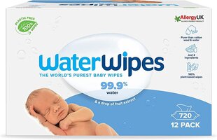 Drėgnos servetėlės WaterWipes, 12 x 60 vnt kaina ir informacija | Drėgnos servetėlės, paklotai | pigu.lt