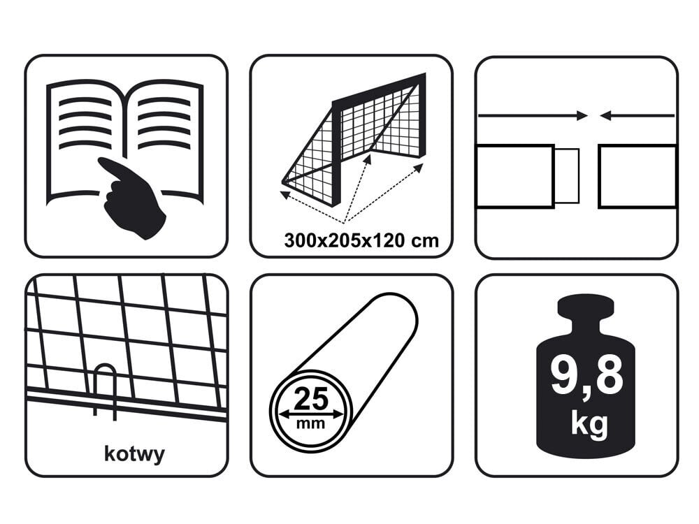 Futbolo vartai, 300x205x120 cm цена и информация | Futbolo vartai ir tinklai | pigu.lt