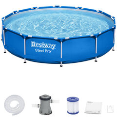 Каркасный бассейн 366 x 76 см, с фильтром, Bestway Steel Pro цена и информация | Бассейны | pigu.lt