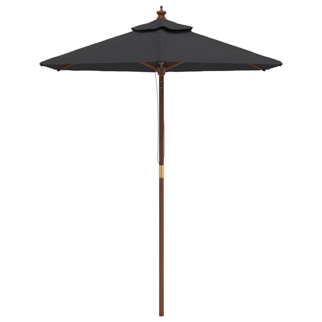 Sodo skėtis su mediniu stulpu, juodas kaina ir informacija | Skėčiai, markizės, stovai | pigu.lt