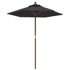 Sodo skėtis su mediniu stulpu, juodas цена и информация | Зонты, маркизы, стойки | pigu.lt