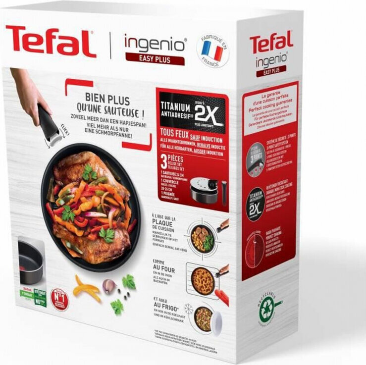 Tefal keptuvė, 3 dalys kaina ir informacija | Keptuvės | pigu.lt