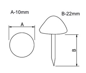 Dekoratyviniai vinys 77012-B, 10x22mm, 50 vnt. kaina ir informacija | Kiti priedai baldams | pigu.lt