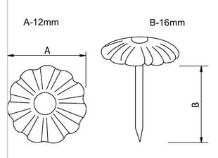 Dekoratyviniai vinys 77022-N, 12x16mm, 50 vnt. kaina ir informacija | Kiti priedai baldams | pigu.lt