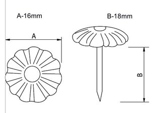 Dekoratyviniai vinys 77023-N, 16x18mm, 50 vnt. kaina ir informacija | Kiti priedai baldams | pigu.lt