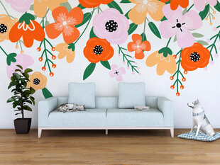 Fototapetai Minimalistinė grafika su spalvingomis gėlėmis kaina ir informacija | Fototapetai | pigu.lt
