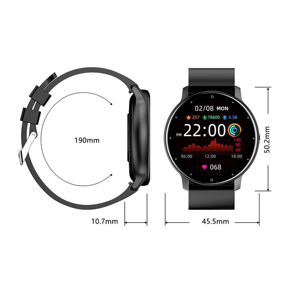 ZL02D Black kaina ir informacija | Išmanieji laikrodžiai (smartwatch) | pigu.lt