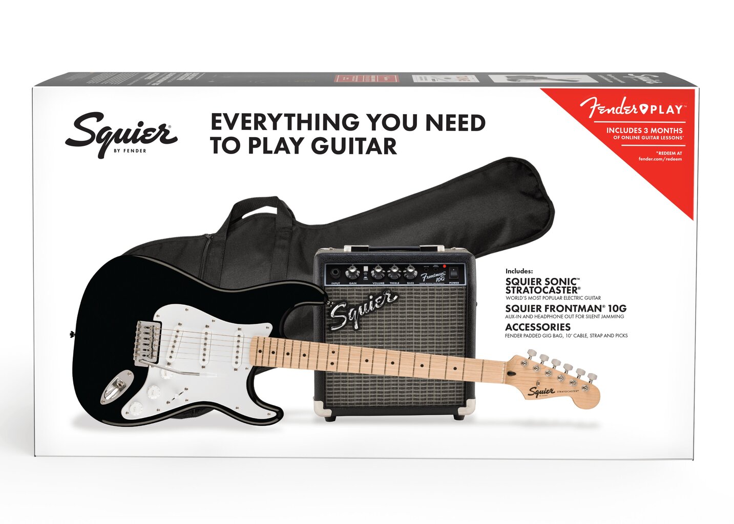 Elektrinės gitaros komplektas Fender Squier Sonic Stra, Frontman 10G kaina ir informacija | Gitaros | pigu.lt