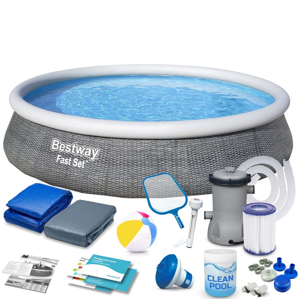 Lauko baseinas Bestway 16in1, 396x84 cm, su filtru kaina ir informacija | Baseinai | pigu.lt