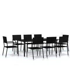 Sodo valgomojo baldų komplektas vidaXL, 9 dalių, juodos spalvos цена и информация | Комплекты уличной мебели | pigu.lt
