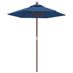 Sodo skėtis su mediniu stulpu, tamsiai mėlynas, 196x231cm цена и информация | Зонты, маркизы, стойки | pigu.lt