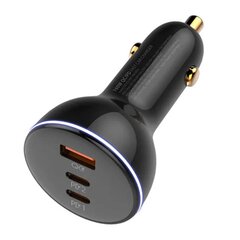 LDNIO Автомобильное зарядное устройство LDNIO C102, USB + 2x USB-C, 160 Вт + кабель USB-C на Lightning (черный) цена и информация | Зарядные устройства для телефонов | pigu.lt