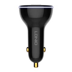 LDNIO C102 Car Charger, USB + 2x USB-C, 160W + USB to Lightning Cable (Black) цена и информация | Зарядные устройства для телефонов | pigu.lt