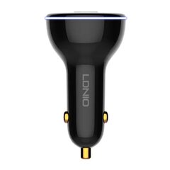 LDNIO Автомобильное зарядное устройство LDNIO C102, USB + 2x USB-C, 160 Вт + кабель USB-C на Lightning (черный) цена и информация | Зарядные устройства для телефонов | pigu.lt