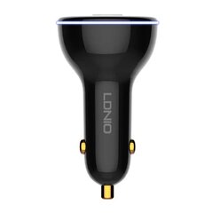 LDNIO Автомобильное зарядное устройство LDNIO C102, USB + 2x USB-C, 160 Вт + кабель USB-C на USB-C (черный) цена и информация | Зарядные устройства для телефонов | pigu.lt