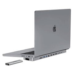 INVZI Док-станция/концентратор USB-C для MacBook Pro 16" INVZI MagHub 12in2 с лотком для SSD (серый) цена и информация | Адаптеры, USB-разветвители | pigu.lt