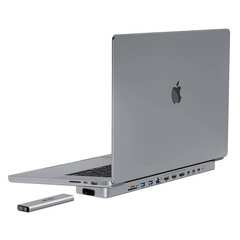 USB-C docking station | Hub for MacBook Pro 16" INVZI MagHub 12in2 with SSD tray (gray) цена и информация | Адаптеры, USB-разветвители | pigu.lt