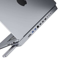 USB-C docking station | Hub for MacBook Pro 13" | 14" INVZI MagHub 12in2 with SSD tray (gray) цена и информация | Адаптеры, USB-разветвители | pigu.lt