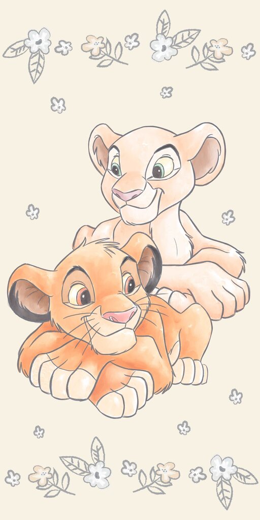 Vaikiškas rankšluostis Disney The Lion King Simba & Nala , 70x140 cm цена и информация | Rankšluosčiai | pigu.lt