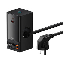 Baseus Сетевое зарядное устройство/удлинитель Baseus PowerCombo 65W (черный) цена и информация | Зарядные устройства для телефонов | pigu.lt