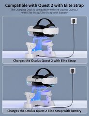 Зарядная станция NexiGo S20 для Meta/Oculus Quest 2, зарядка для шлема, контроллеров + 2 перезаряжаемые батареи, белая цена и информация | Аксессуары для компьютерных игр | pigu.lt