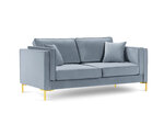 Двухместный диван Luis 2, голубой/золотистый цвет