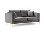 Dvivietė sofa Luis 2, šviesiai pilka/auksinė