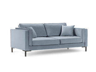 Trivietė sofa Luis 3, šviesiai mėlyna/juoda kaina ir informacija | Sofos | pigu.lt