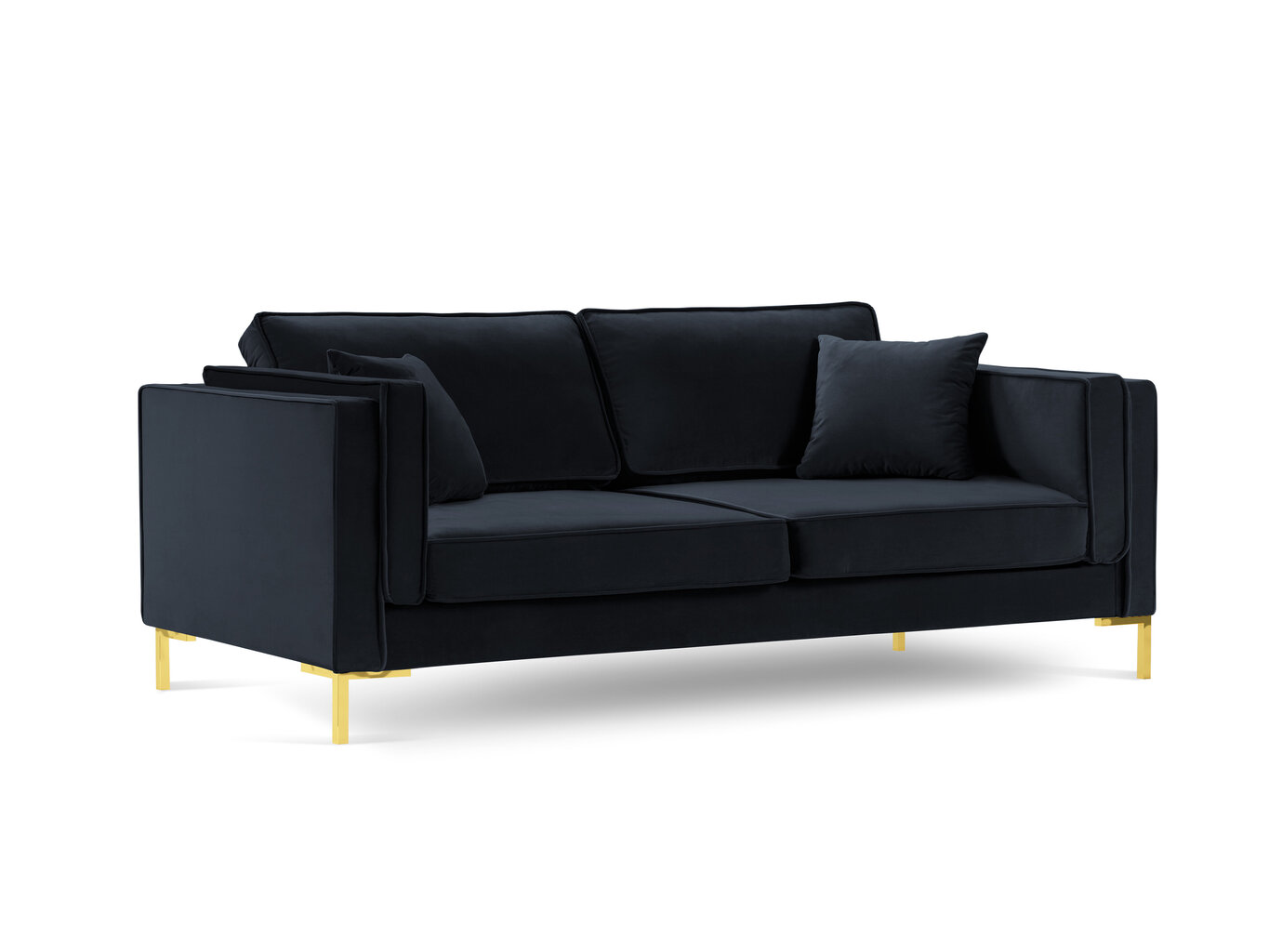Keturvietė sofa Luis 4, tamsiai mėlyna/auksinė kaina ir informacija | Sofos | pigu.lt
