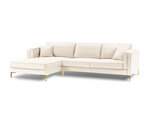Левый угловой диван Luis 5, белый/золотой цвет