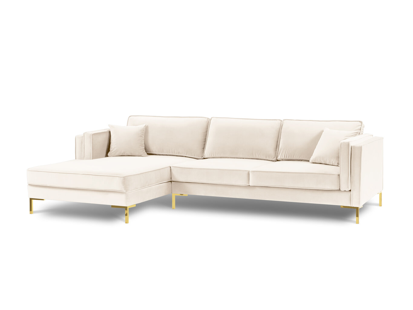 Kairinė kampinė sofa Luis 5, balta/auksinė цена и информация | Sofos | pigu.lt
