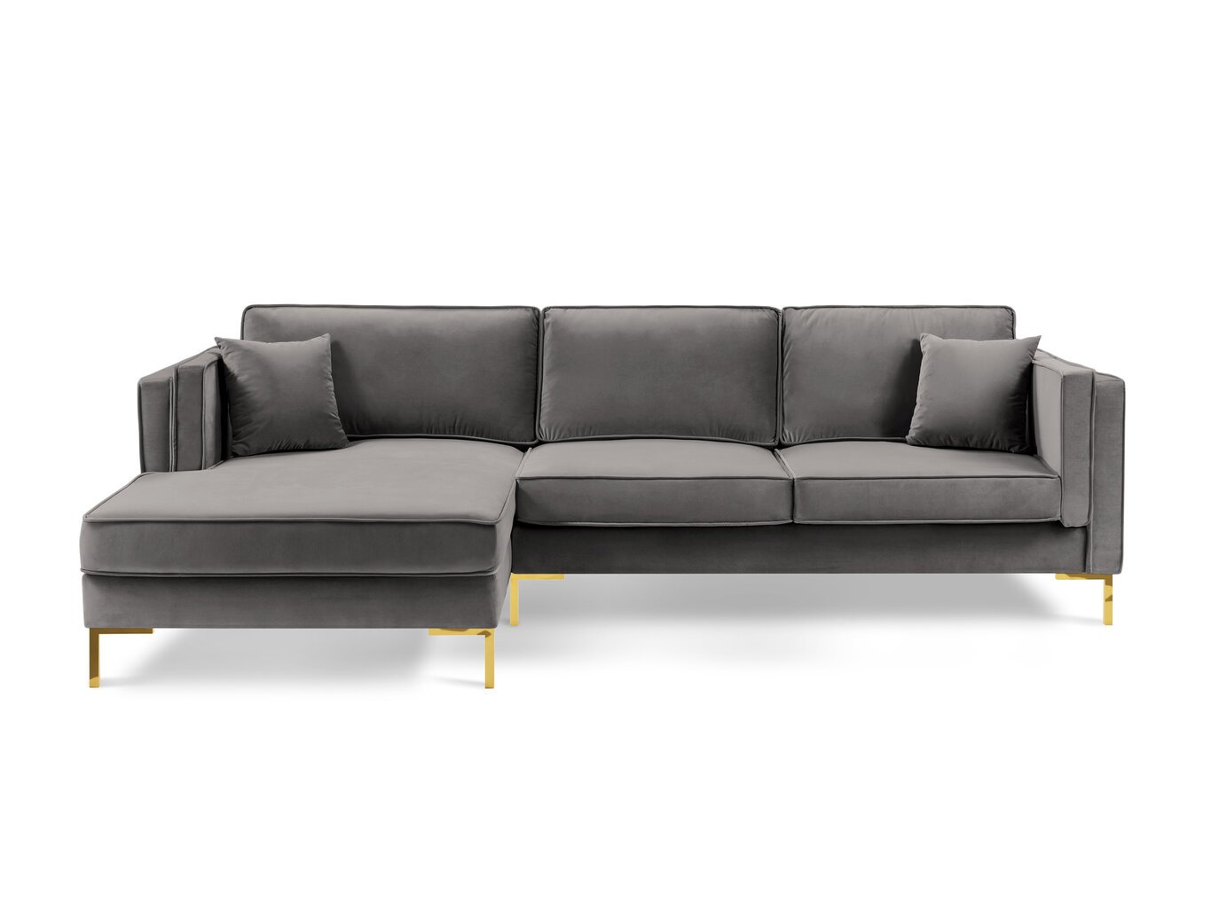 Kampinė sofa Luis 5, šviesiai pilka/auksinė цена и информация | Sofos | pigu.lt