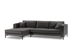 Kampinė sofa Luis 5, tamsiai pilka/juoda