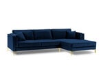 Kampinė sofa Luis 5, mėlyna/auksinė