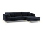 Kampinė sofa Luis 5, tamsiai mėlyna/auksinė