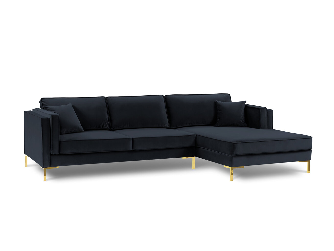 Kampinė sofa Luis 5, tamsiai mėlyna/auksinė цена и информация | Sofos | pigu.lt