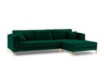 Правый угловой диван Luis 5, зеленый/золотой цвет