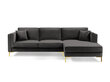 Kampinė sofa Luis 5, tamsiai pilka/auksinė цена и информация | Sofos | pigu.lt