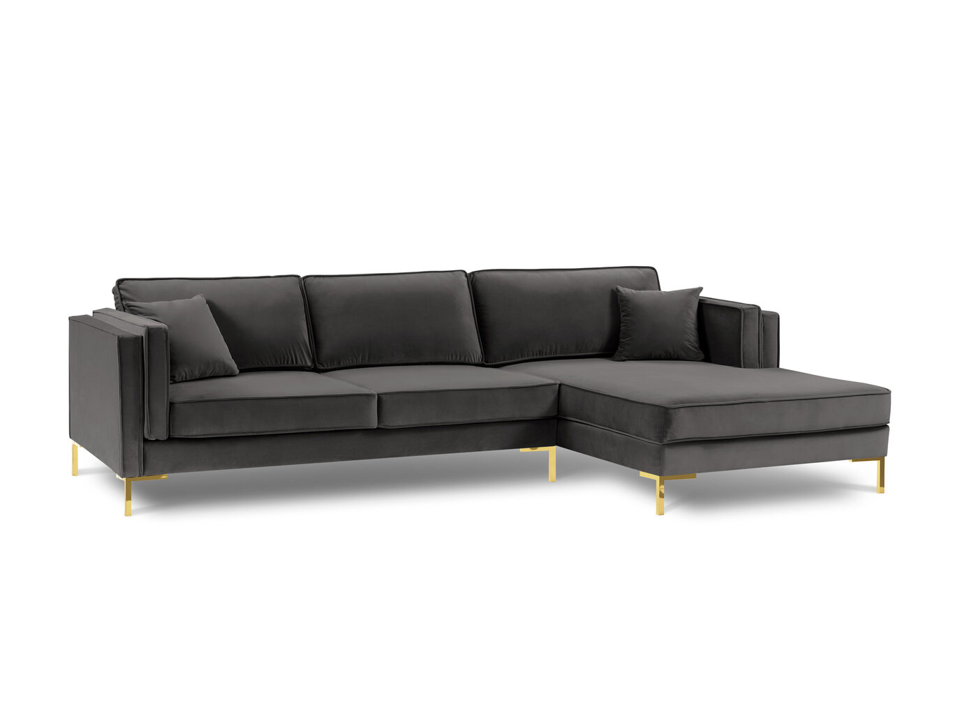 Kampinė sofa Luis 5, tamsiai pilka/auksinė цена и информация | Sofos | pigu.lt