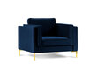 Fotelis Luis 1, mėlynas/auksinės spalvos цена и информация | Svetainės foteliai | pigu.lt