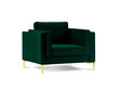 Fotelis Luis 1, žalias/auksinės spalvos цена и информация | Svetainės foteliai | pigu.lt